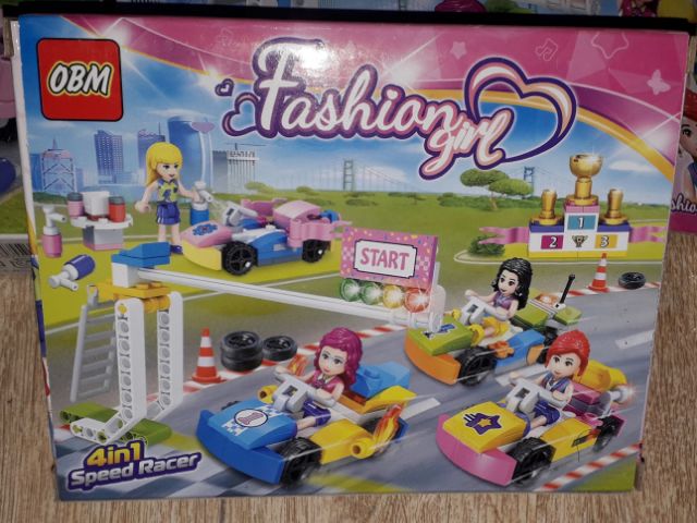 Lắp ráp 1 hộp Lego_Fashion Girl 66046 đua xe ô tô có nhiều chi tiết bằng nhựa ABS rất đẹp