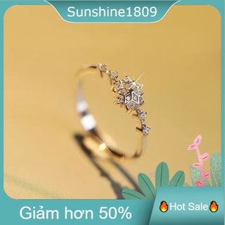 Nhẫn bạc nữ hoa tuyết nạm đá nhỏ xinh xắn dễ thương chuẩn bạc s925