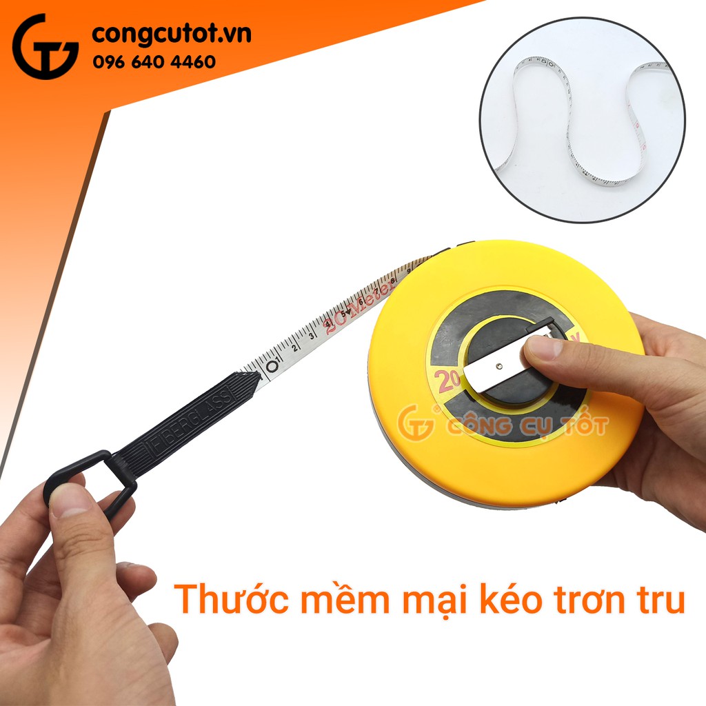 Thước dây vải sợi thủy tinh cuộn 20m