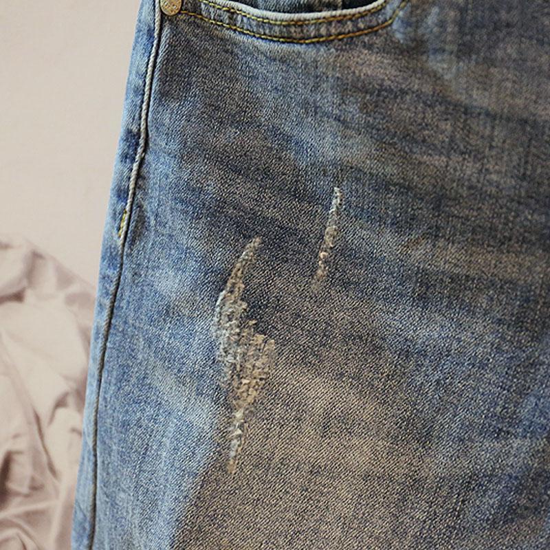 Quần short jean 5 / 7 tấc phối rách thời trang mùa hè Hàn Quốc cá tính cho nam