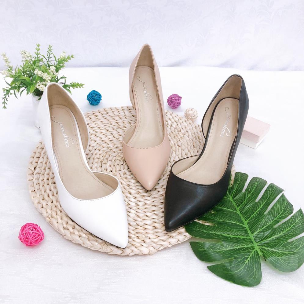 NEW Giày cao gót 9p mũi nhọn da mờ khoét eo-Pamshoes-CG128