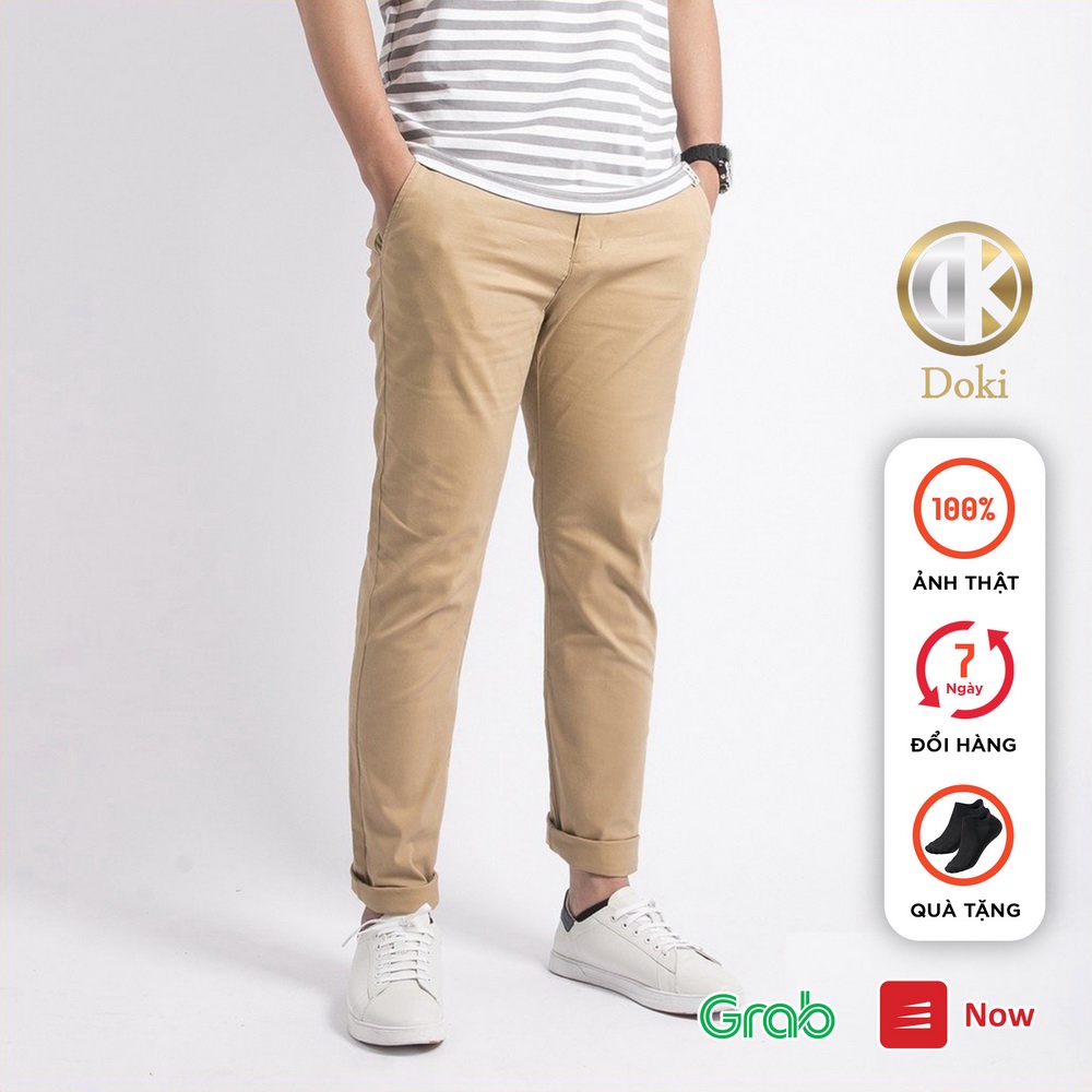 Quần Kaki Nam Màu Nhiều Màu Đẹp, Quần kaki túi chéo dáng ôm đứng, chất vải co giãn thoáng mát - DOKI