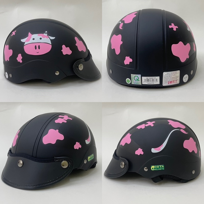 Mũ Bảo Hiểm 1/2 Đầu CHITA HELMETS CT31 Tem Bò Sữa