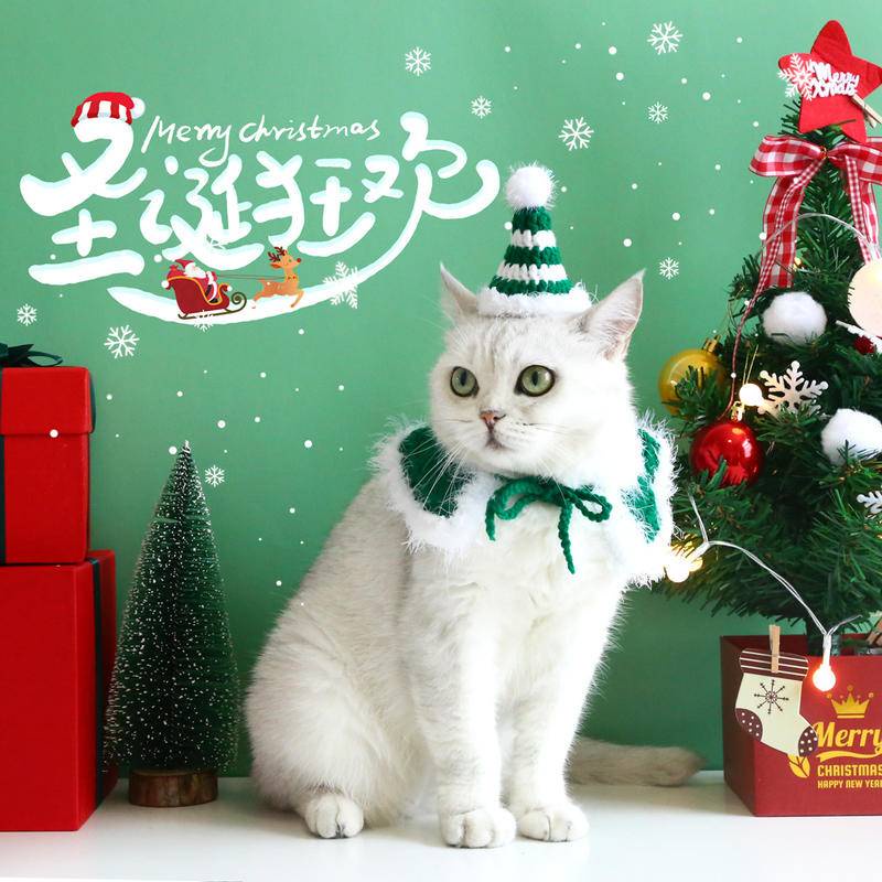 Khăn Choàng Cổ Đan Len Giáng Sinh Ấm Áp Dễ Thương Cho Mèo Cưng