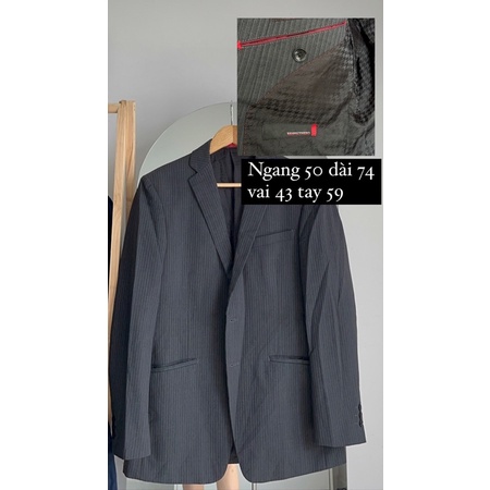 Blazer có đệm vai formal đen sọc thời trang