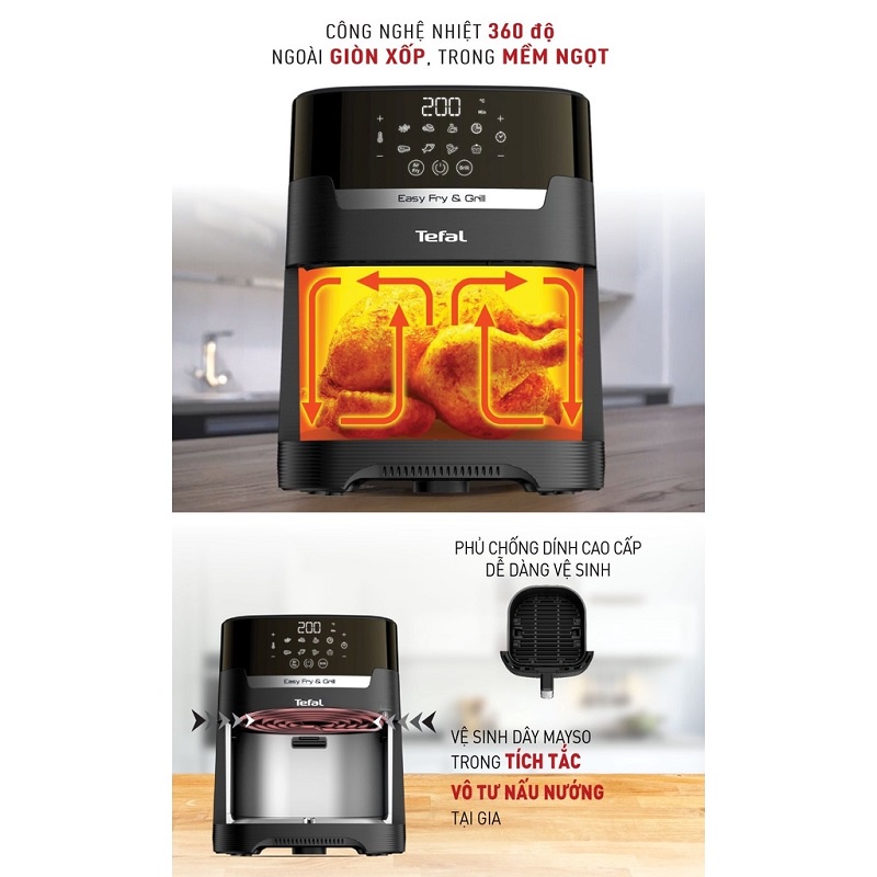 Nồi Chiên Không Dầu Tefal 2in1 Easy Fry &amp; Grill Precision EY505815