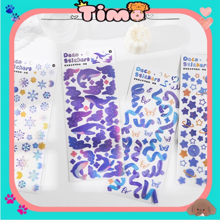 Sticker Hologram Lấp Lánh Ruy Băng Dán Sổ Cute Dễ Thương Trang Trí Laptop Điện Thoại Toploader Timo ST63