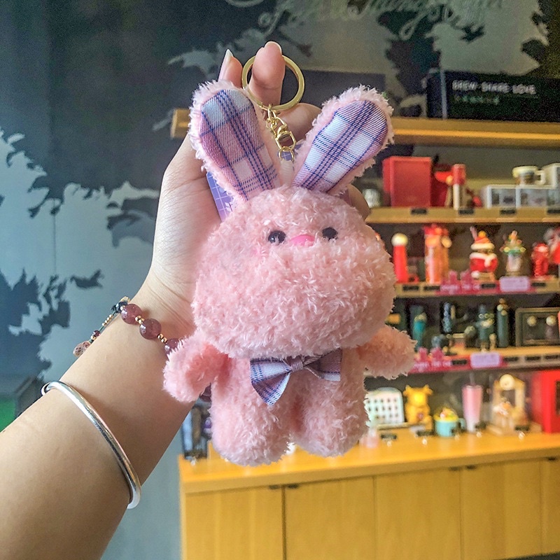 Móc Khóa Thỏ Bông Xù Má Bự A66 Dễ Thương, Móc Chìa Khóa Xe/ Balo/ Túi Gấu Bông Xinh Xắn