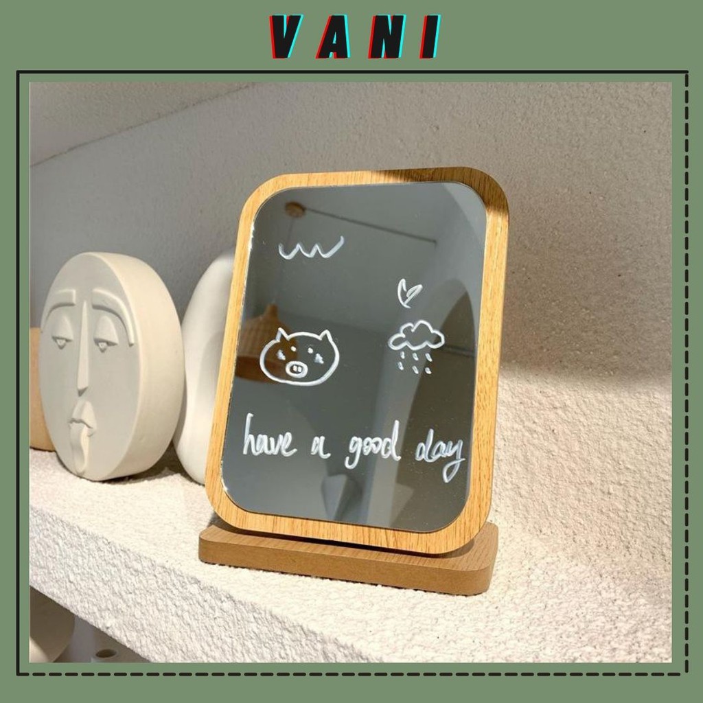 Gương Gỗ Decor Để Bàn Phong Cách Hàn Quốc Dễ Thương - Vani Store