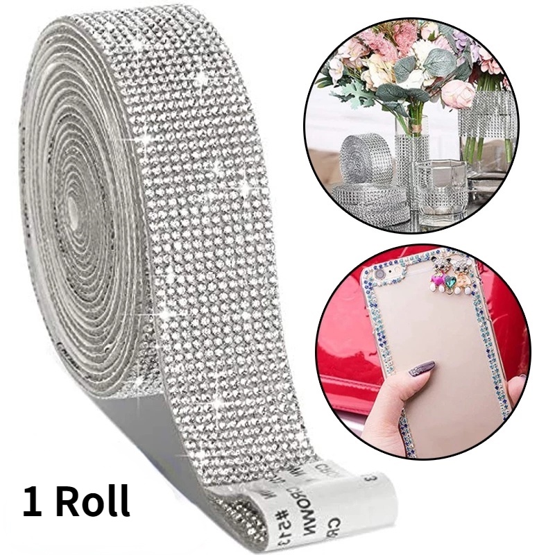 1 Cuộn Dây Đính Đá Tự Dính Trang Trí Điện Thoại/Xe Hơi Phong Cách Âu Mỹ