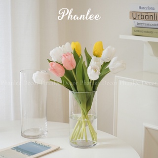 Hoa giả decor - Hoa tulip giả 1 bông trang trí phòng để bàn Phanlee chất liệu lụa cao cấp giống thật có 4 màu lựa chọn
