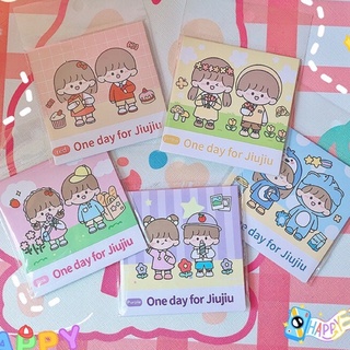 4 Tấm sticker cặp trai gái cute kèm hình nhỏ trang trí văn phòng phẩm
