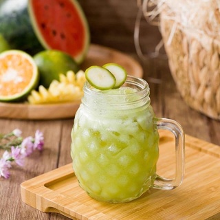 Ly (cốc) thuỷ tinh quai 500ml hình quả dứa có nắp nhôm kín