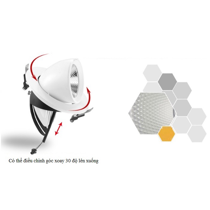 Đèn Led Âm Trần Đế Xoay 360 Độ 12W, Đèn Soi Tranh, Đèn Trang Trí Shop HL Lighting