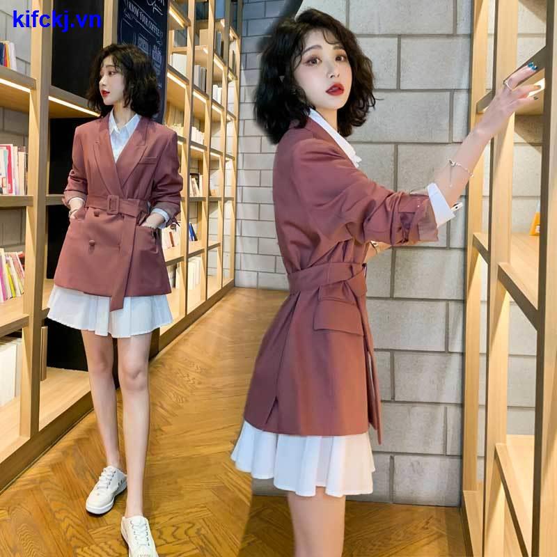 Set áo khoác + chân váy xếp ly plus size s 2021 thời trang mùa thu cho nữ | BigBuy360 - bigbuy360.vn