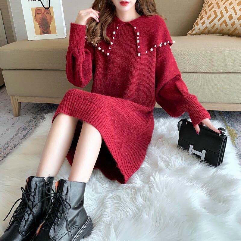 Váy len cổ ngọc dáng suông, hàng QC loại 1