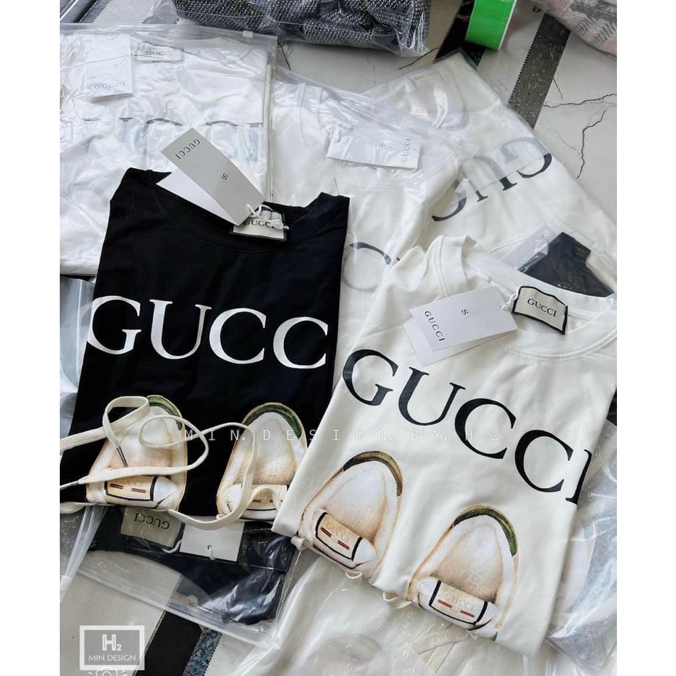 Áo thun GUCCI hót trend - Áo phông tay lỡ nam nữ Form rộng chất Cotton co dãn - Lepsstore