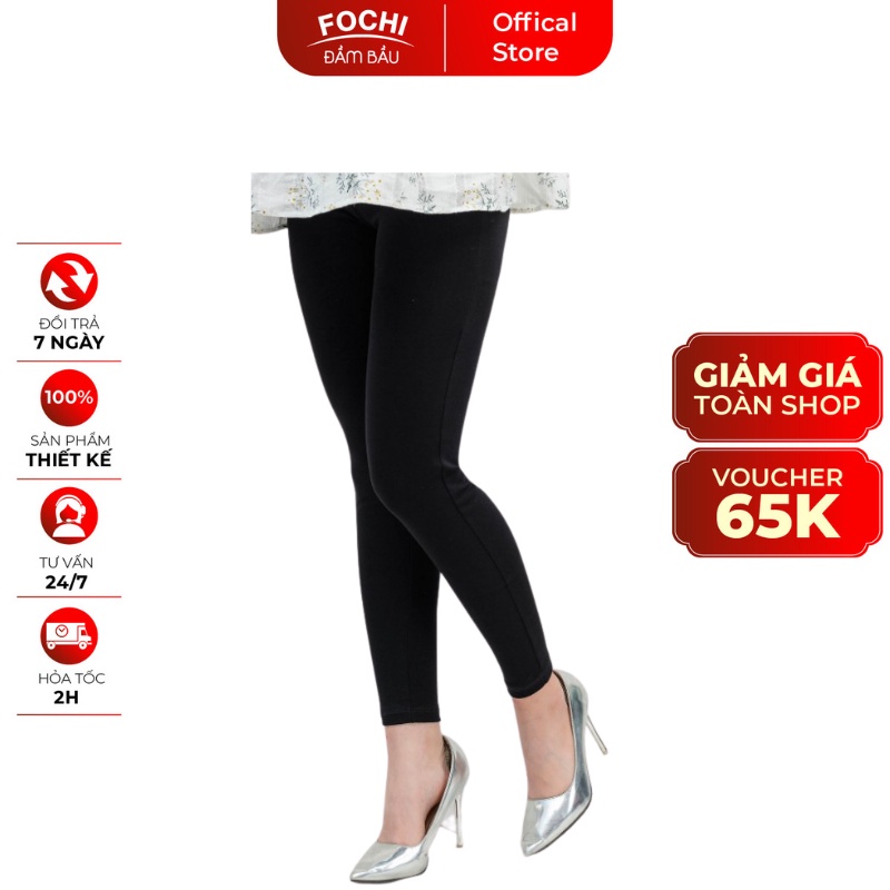 Quần Legging bầu, Quần Zip công sở thiết kế cạp chéo co giãn 4 chiều Fochi QA027