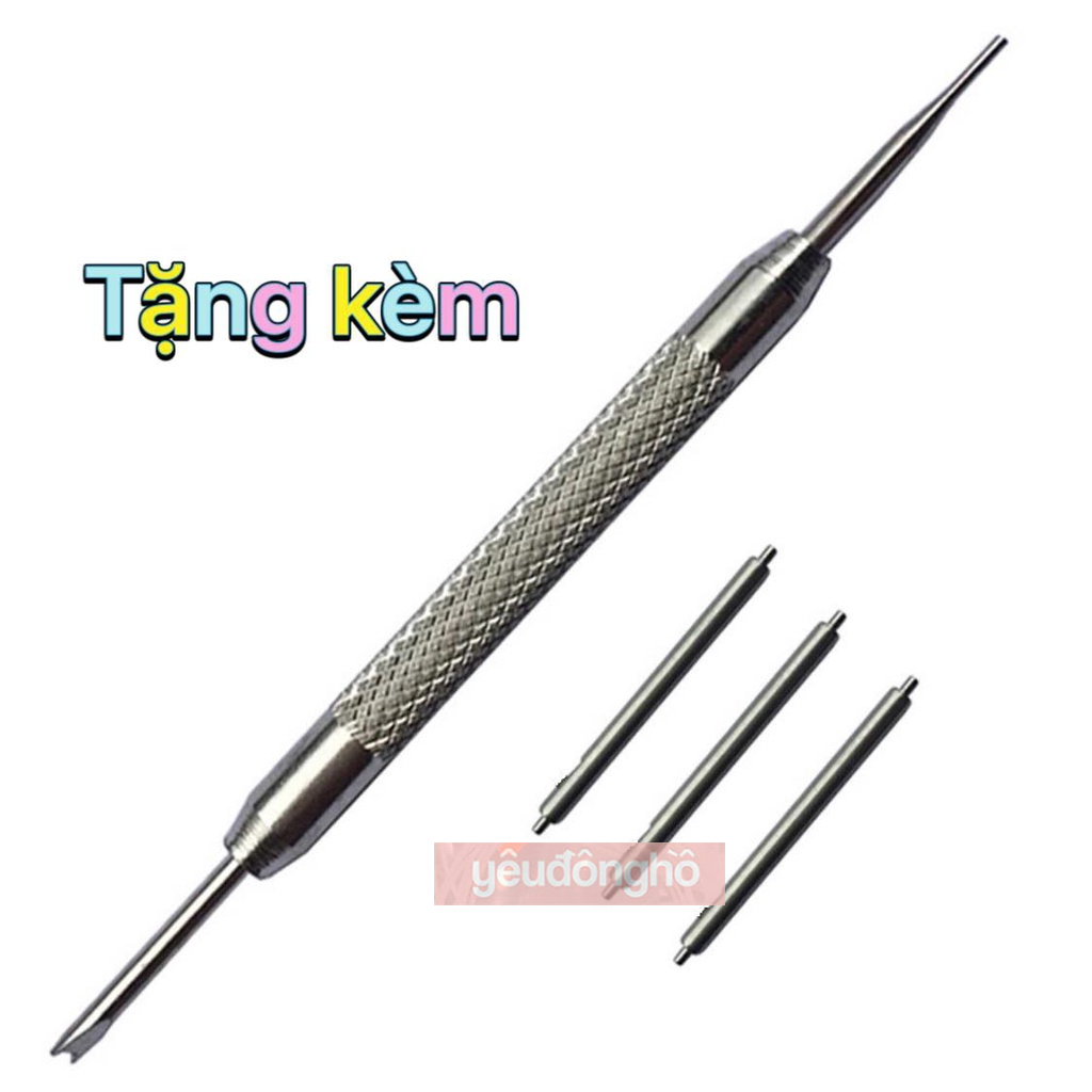 Dây Đồng Hồ Da Kèm Khóa Vàng, Kèm Hộp, Kèm Chốt Và Dụng Cụ Thay Dây