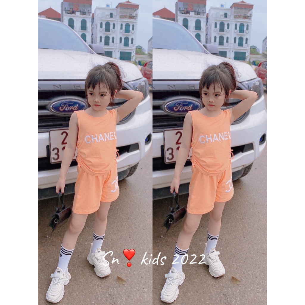 Quần áo bé gái, bộ quần áo sát nách C..N rút 2 bên hông sành điệu cho bé