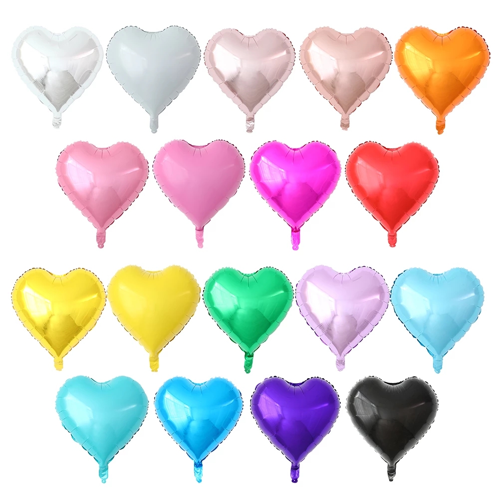 Bong bóng lõi nhôm hình trái tim nhiều màu tùy chọn trang trí tiệc cưới / lễ tình nhân 18 inch