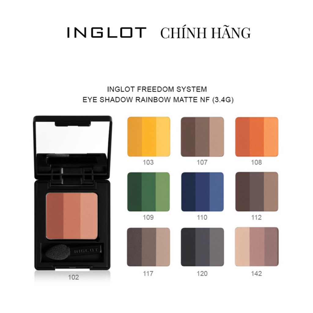 INGLOT - Phấn mắt makeup 3 màu dạng lì Eye Shadow Rainbow Matte NF (3.4g)