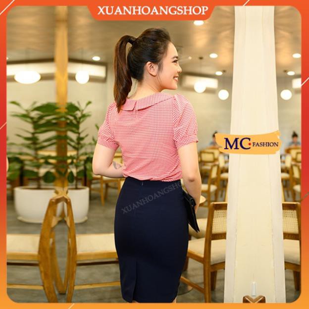 Áo Sơ Mi Nữ Đẹp Mc Fashion, Kiểu Công Sở, Kẻ Sọc Caro, Tay Ngắn Cộc, 2 Màu Xanh, Đỏ, Ta941 . !