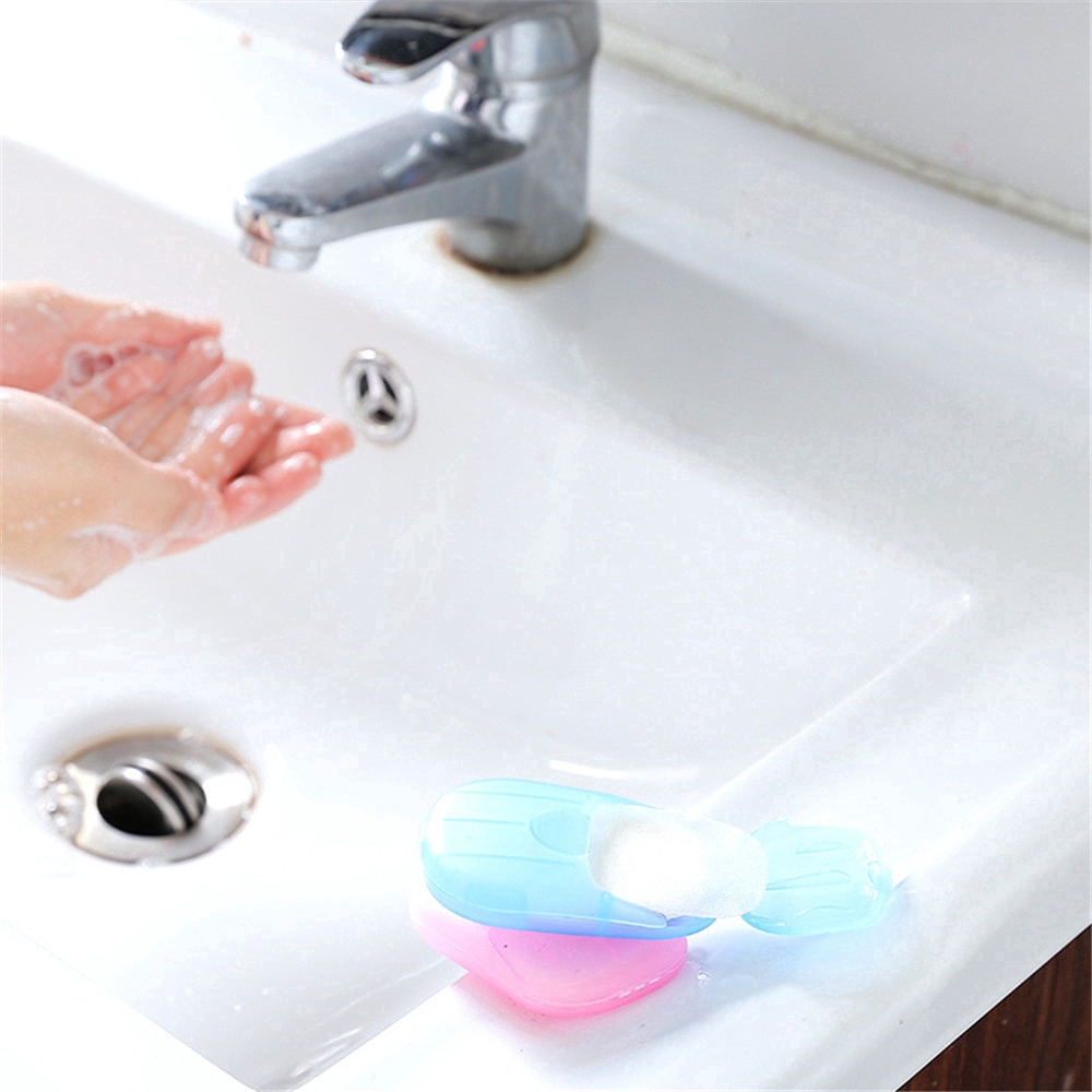 Soap Paper Portable Hand-washing Tablets Mini Soap Paper Hotel Travel Disposable (20 Sheets)