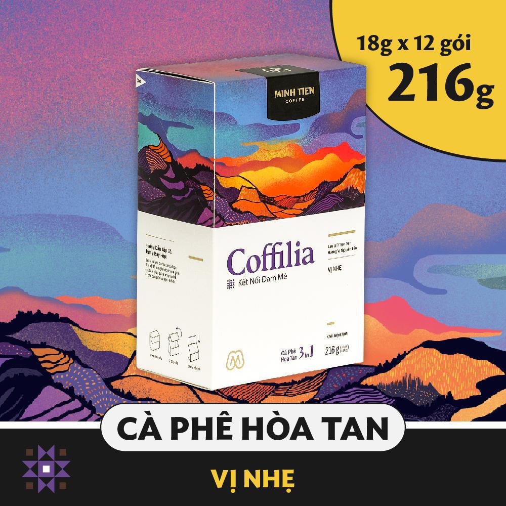 [Mua 2 tặng 1 hộp hòa tan 216g]Cà phê hòa tan 3in1 sạch nguyên bản Coffilia - Vị nhẹ 216g (hộp 12 gói)