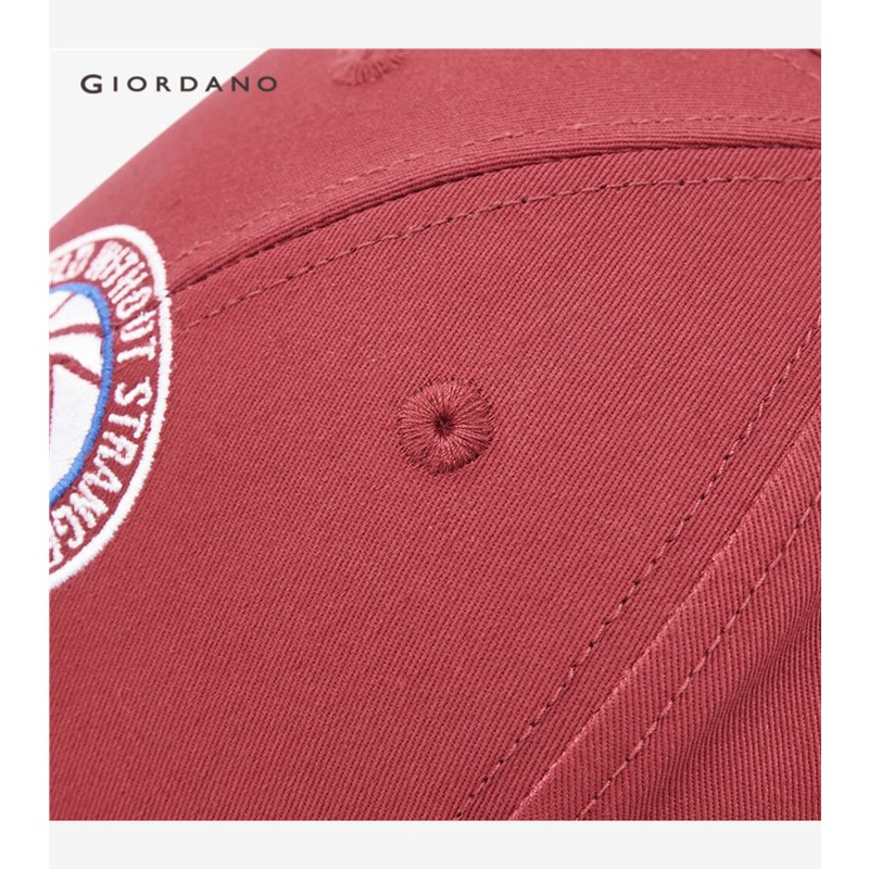Nón lưỡi trai GIORDANO 01202010 cotton hoạ tiết thêu nội có thể điều chỉnh kích cỡ cho nam