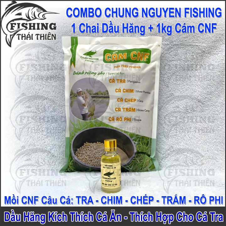 Combo 1kg Cám CNF, 1 Chai Dầu Hăng Kích Thích Cá Ăn Chung Nguyen Fishing Chuyên Dùng Câu Cá Tra Sông, Hồ Dịch Vụ