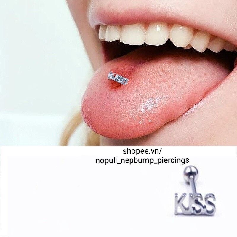 Khuyên Lưỡi Chữ KISS - Khuyên Lưỡi Thép Y Tế Không Gỉ [SHIPHOATOC]