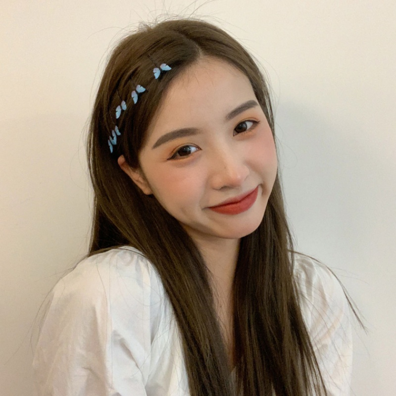 Set 4 Kẹp Tóc Hình Bướm Màu Xanh Dương Phong Cách Retro Nhật Bản Cho Nữ