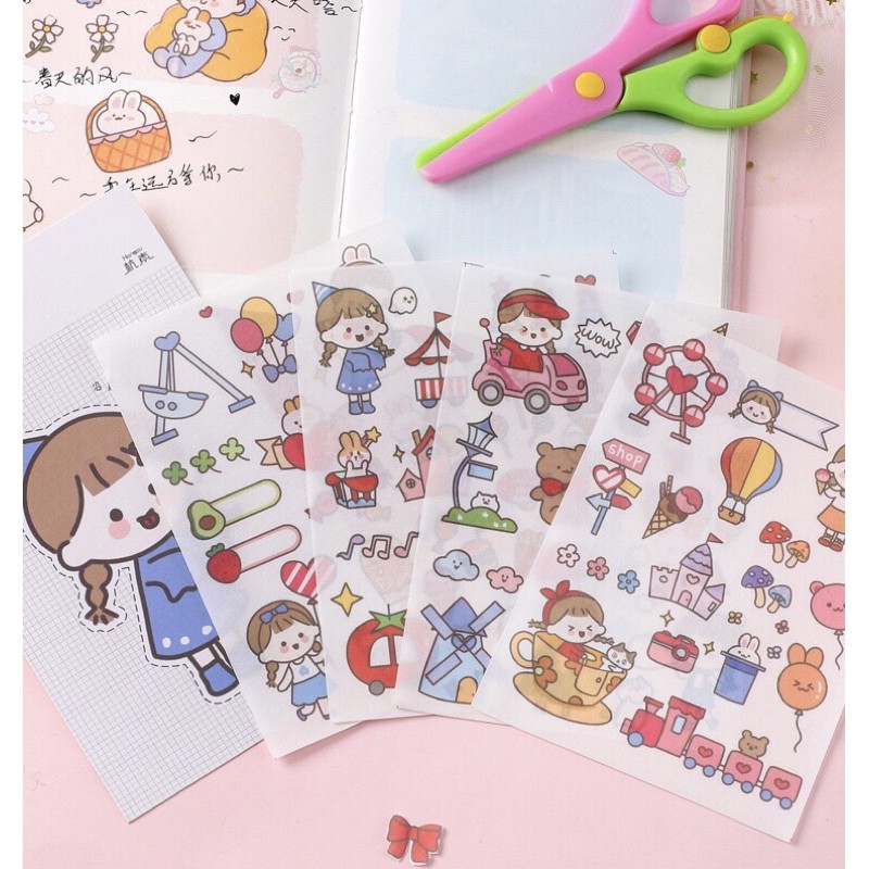 Sticker18 mẫu hình dán cậu bé cô bé xinh