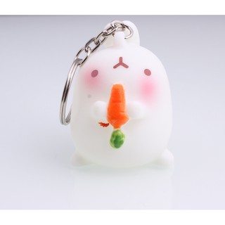 Móc Khóa trắng Thỏ mochi Ôm Cà Rốt