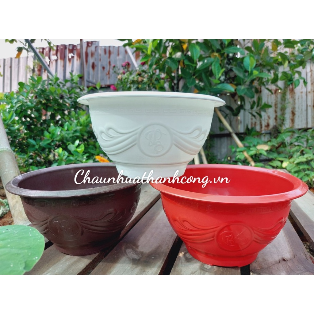 Chậu truyền thống đỏ 2tấc8 trồng hoa tết