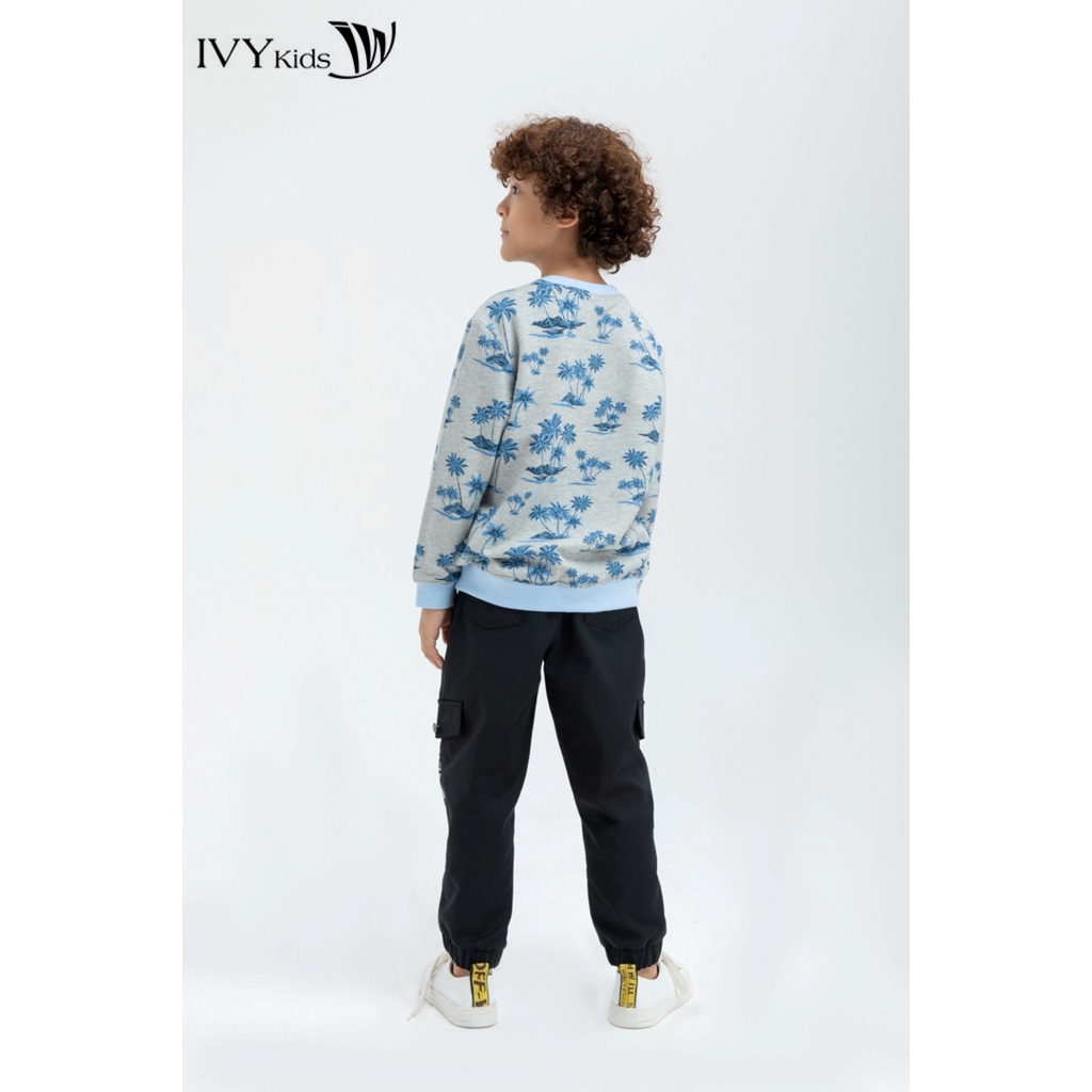 Áo thun họa tiết cổ bo bé trai IVY moda MS 58K1155