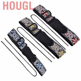 Hougl Electric Guitar Adjustable Embroidered Pattern Shoulder Strap Accessory for Folk Classic Pa