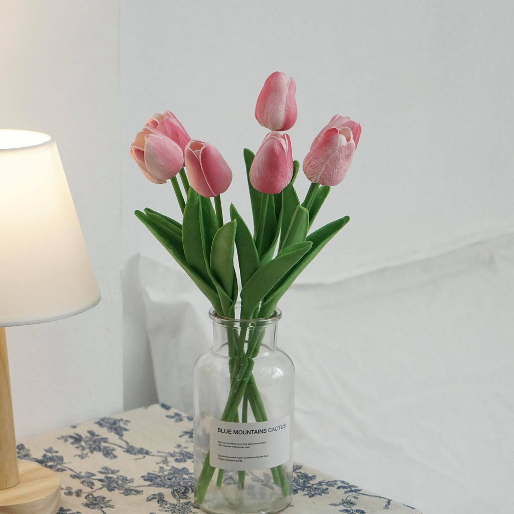 HOA GIẢ TULIP, HOA GIẢ LỤA GIỐNG THẬT ĐẾN 99% TRANG TRÍ, ĐỂ BÀN, CHỤP ẢNH - NHÀ CHI DECOR