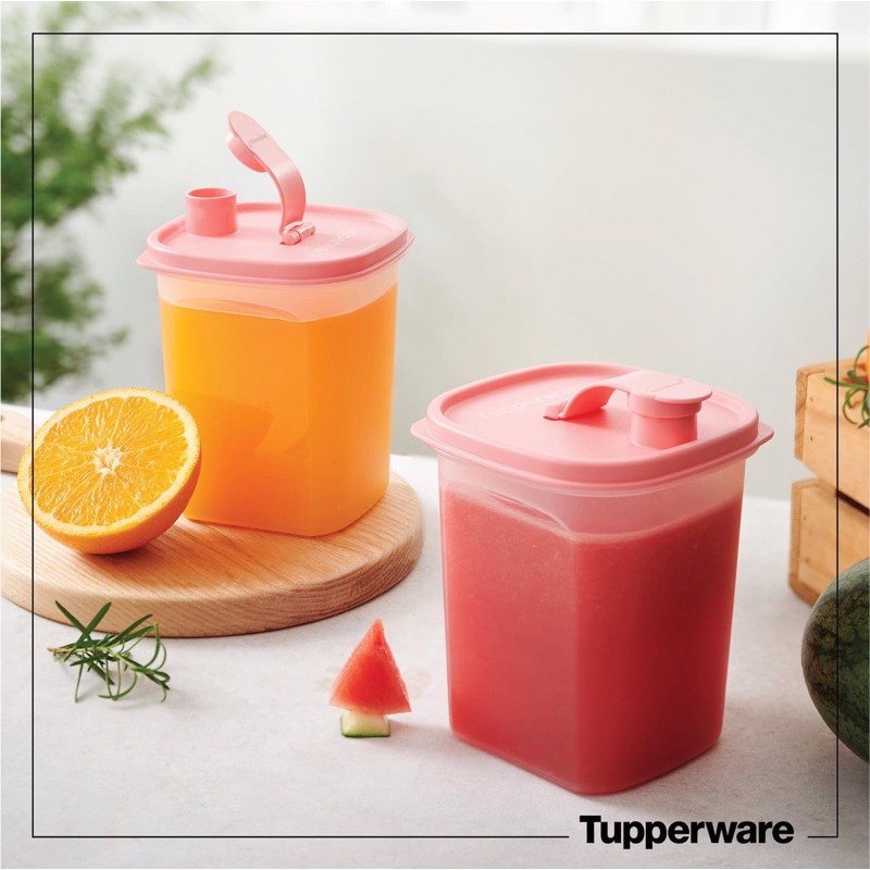 Bộ bình nước Tupperware Slim Line Pitcher nhựa nguyên sinh nắp kín có thang đo dung tích dễ dàng vệ sinh [có bán lẻ]