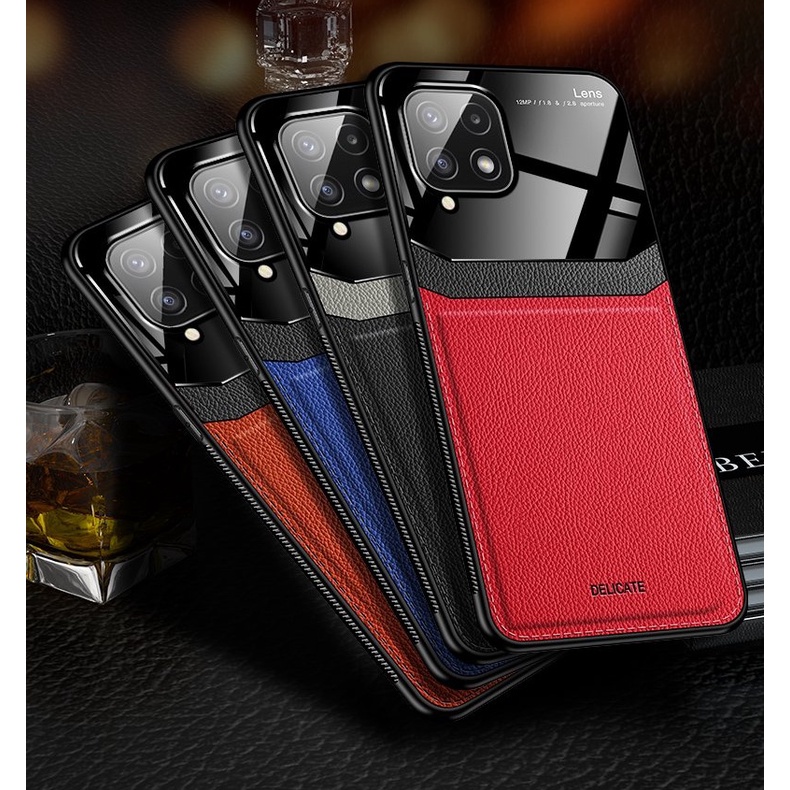 Ốp lưng Samsung A12 / M12 chống sốc vân da kính thời trang cao cấp