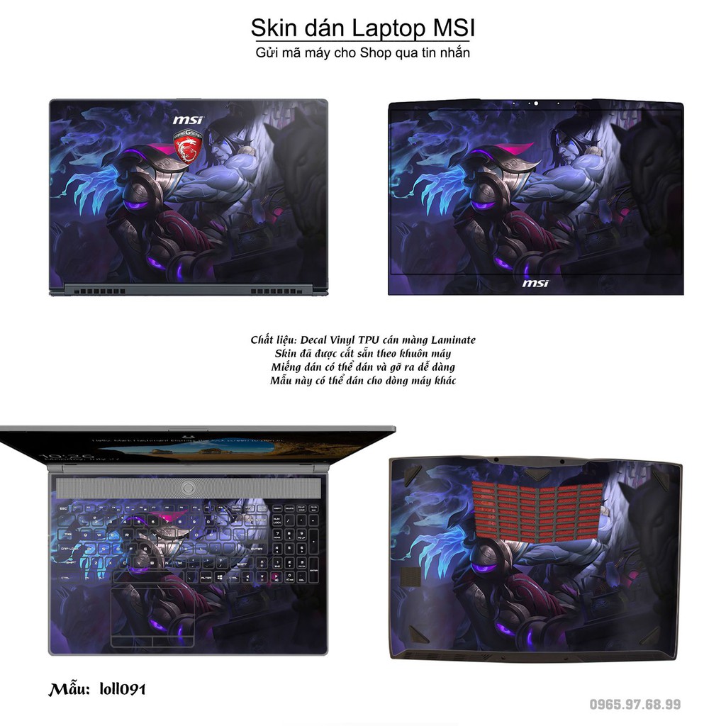 Skin dán Laptop MSI in hình Liên Minh Huyền Thoại nhiều mẫu 13 (inbox mã máy cho Shop)