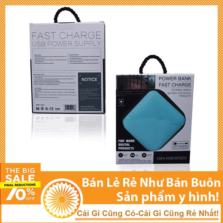 Sạc Dự Phòng Mini Cầm Tay Cho Điện Thoại 8000mAh Xanh Da Trời