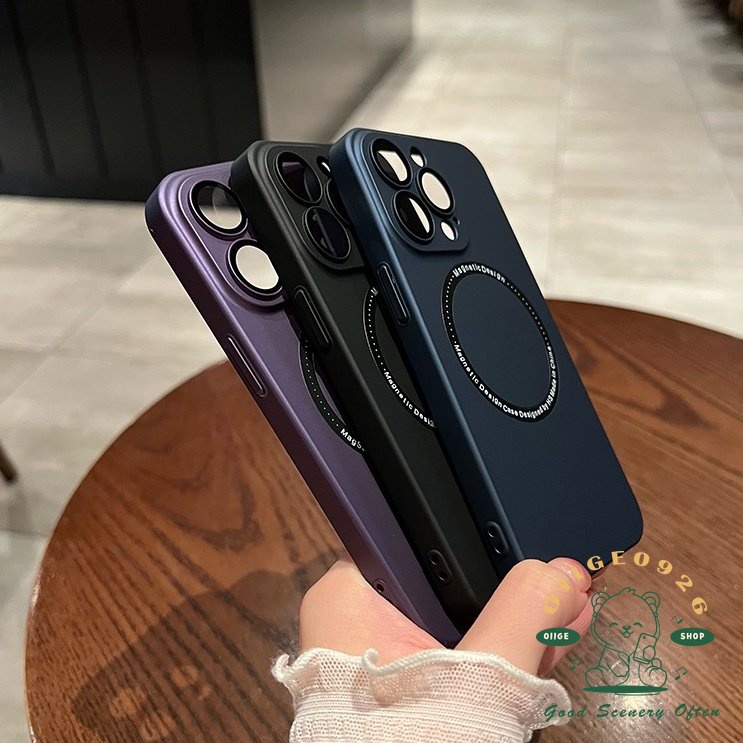 Ốp Điện Thoại PC Hít Nam Châm Chống Rơi Có Màng Bảo Vệ Ống Kính Máy Ảnh Cho Iphone14 13 12 Pro Max Plus