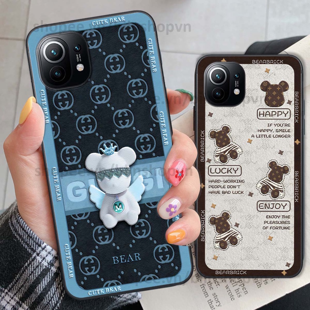 Ốp Xiaomi Mi 11 / Mi 11T / Mi 11 Lite hình gấu bear brick đẹp độc lạ, thời trang, cá tính