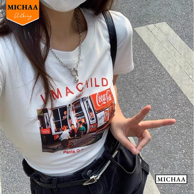 Áo Croptop Nữ IM CHILD Tay Ngắn Ôm Body, Áo Thun Croptop Kiểu Sexy Thun Borip - MICHAA CR76