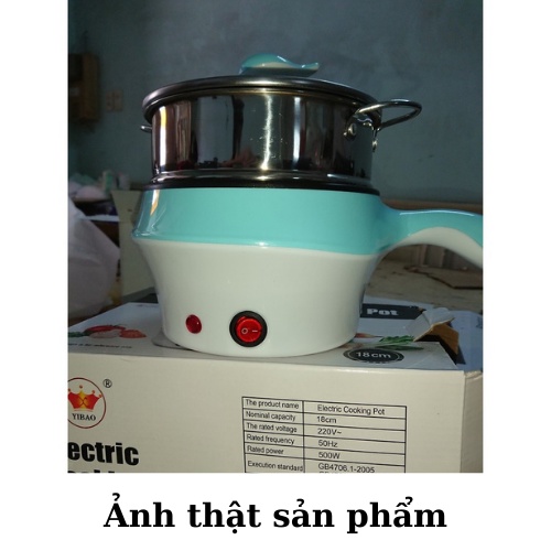 Nồi Điện Mini Hai Tầng Đa Năng Tặng Kèm Khay Hấp có thể Chiên, Xào, nấu cơm, nấu lẩu mini, Nồi lẩu mini điện đa năng