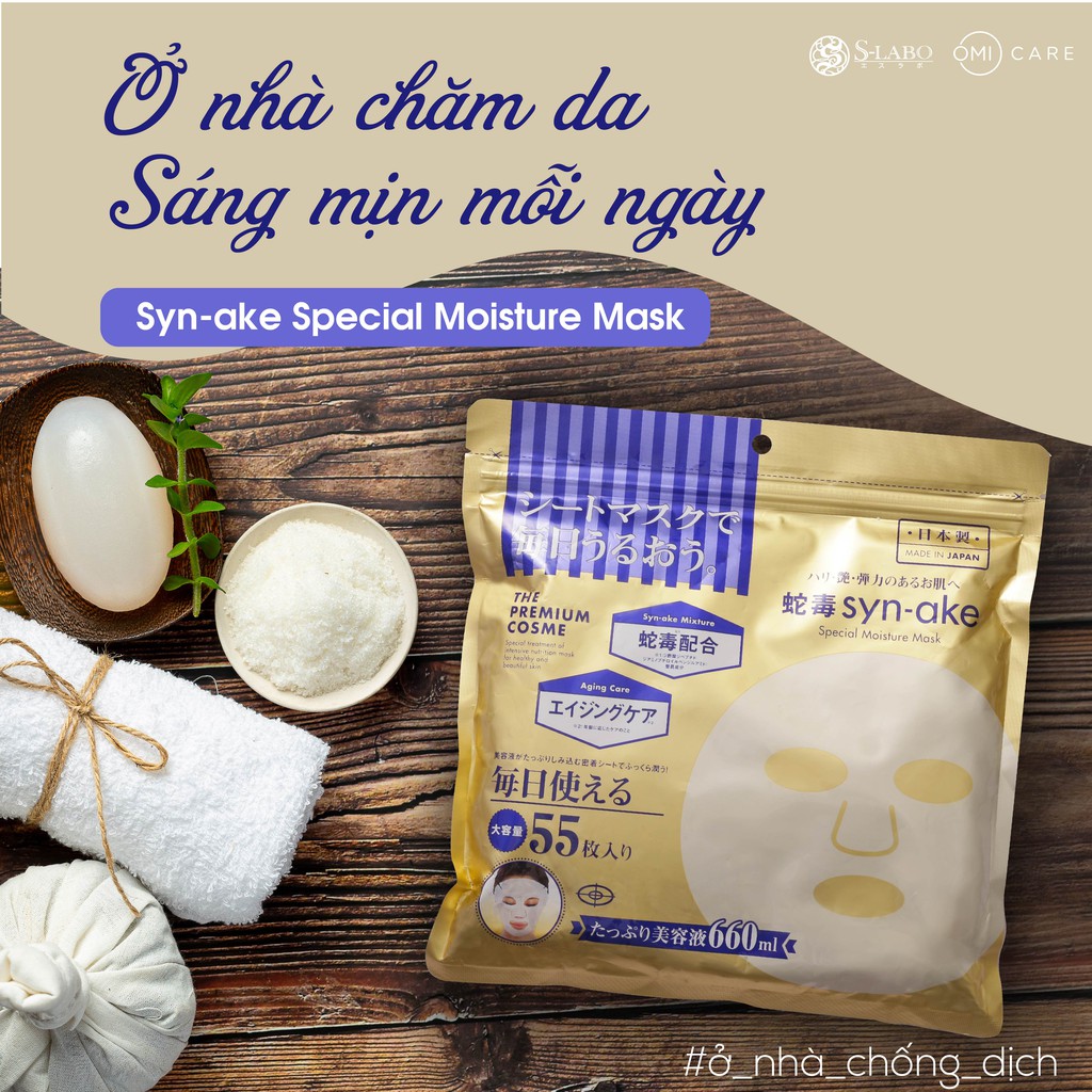 Mặt Nạ Nhật Dưỡng Ẩm Tinh Chất Nọc Rắn Cao Cấp S-Labo Nhật Bản (Gói 55 miếng)