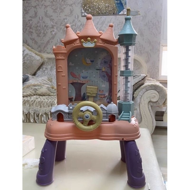 Đồ chơi bắt hạt đậu hình lâu đài kèm vô lăng ô tô chuyển động có đèn có nhạc cho bé