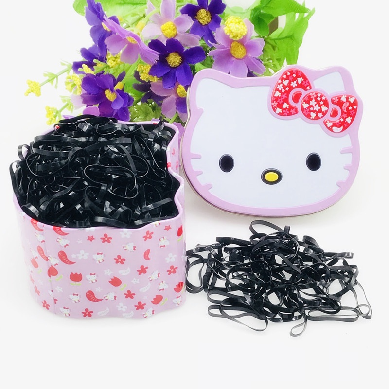 Hộp Thun Cột Tóc Hình Mèo Kitty Nhiều Màu Xinh Yêu